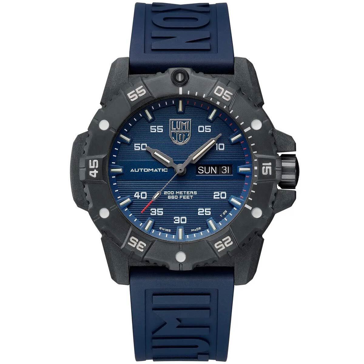 Luminox Men`s Watch Master Carbon Seal Automatic Blue Dial Rubber Strap Dive3863