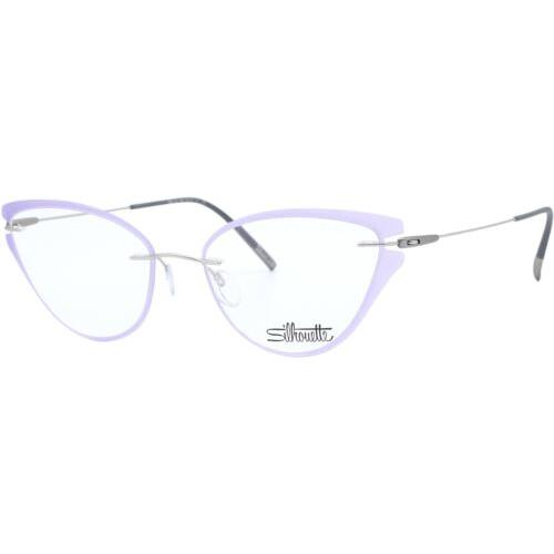 Silhouette Accent Rings 5500 GU 7200 Silver Purple Women`s Rimless Eyeglasses 52