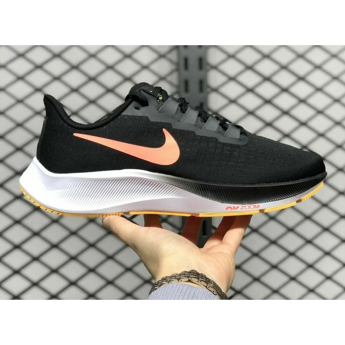 Nike Air Zoom Pegasus 37 Black Bright Mango BQ9646-010 Men`s Running Shoes