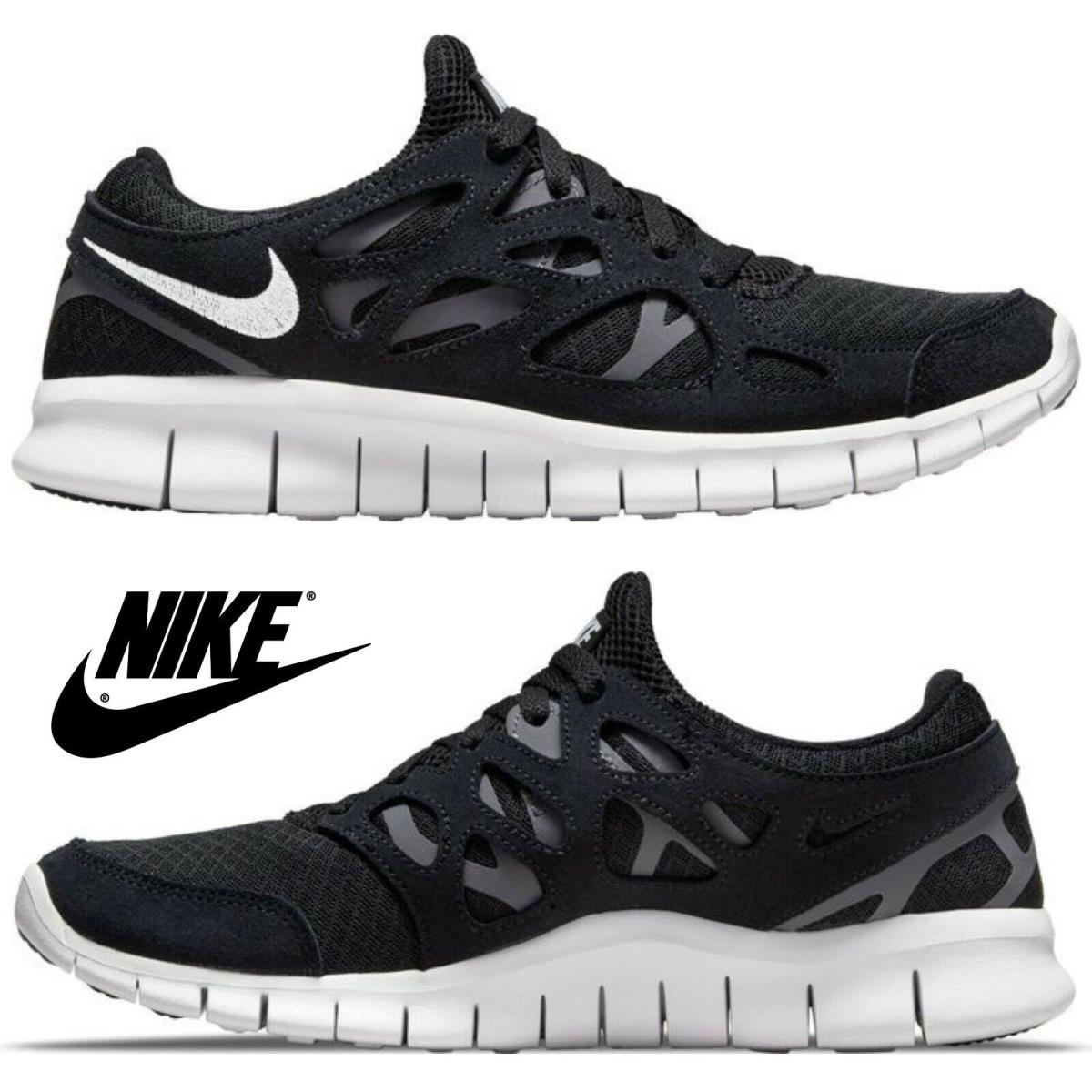Nike Men`s Free Run 2 Shoes Running Training Athletic Sport Casual Sneakers - Black , BLACK/WHITE/GREY Manufacturer