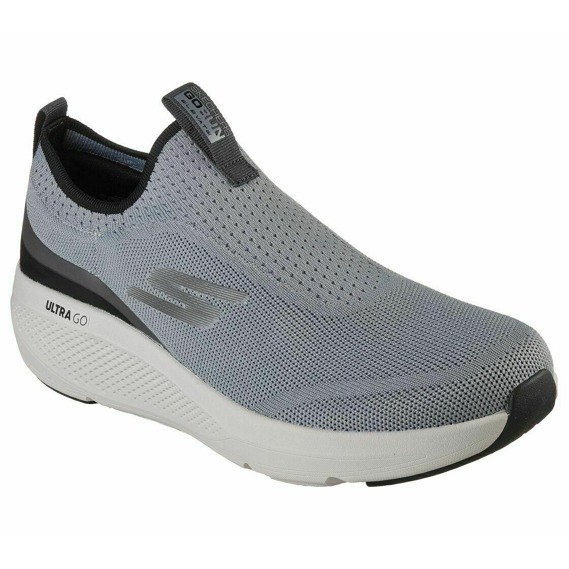 Go Run Skechers Men Shoe Slip On Gray Train Elevate Cushion Sport Comfort 220185 - Gray / White