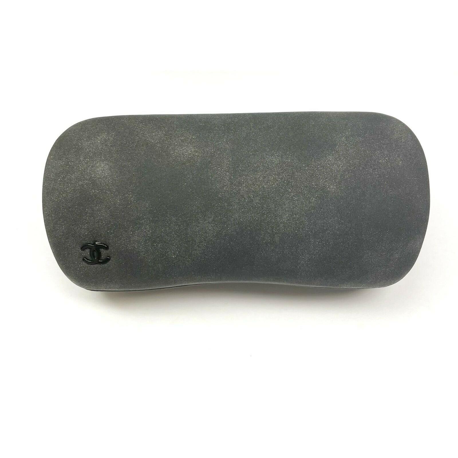 Chanel Sunglasses Glasses Hard Case Clamshell Charcoal Gray Suede - Large Case
