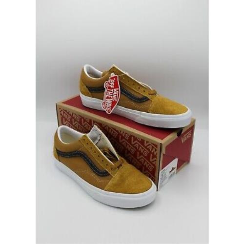 Vans Gold Brown White Heavy Textures Old Skool Men 7.5 Women 9 Sneaker Shoes