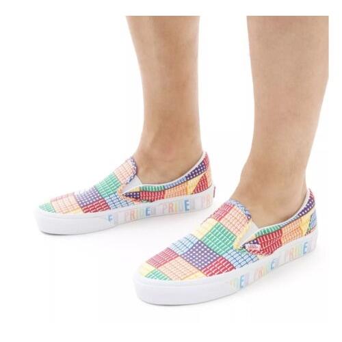 Vans Classic Slip On Pride Unisex Multicolor Rainbow Lgbtq+ Sneakers Size 11.5