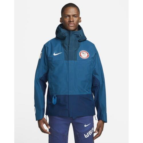 Size XL Nike Acg Usa Olympic Chain of Craters Jacket Blue Mens Gore-tex