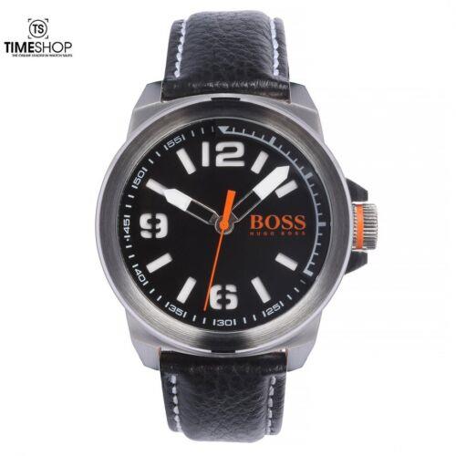 Hugo Boss Orange Black/white Dial SS Black Leather Quartz Mens Watch 1513151