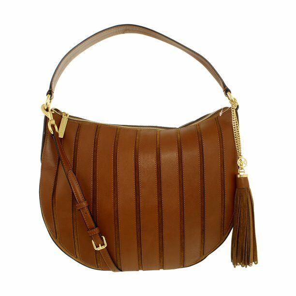 Michael Kors Brooklyn Applique Dark Caramel Med Convertible Hobo Crossbody Bag