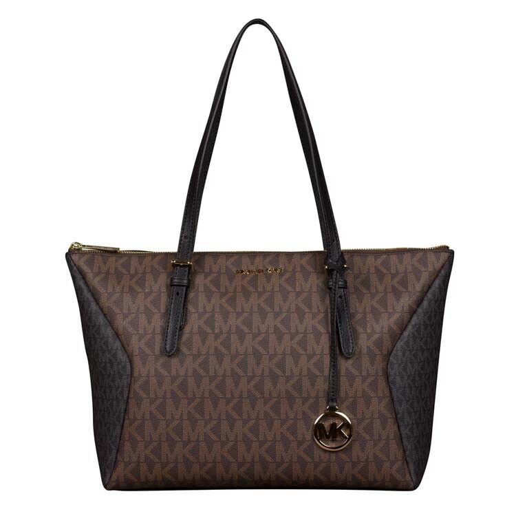 Michael Kors Coraline Printed Canvas Leather Large Tote Brown Multi Dust Bag - Exterior: