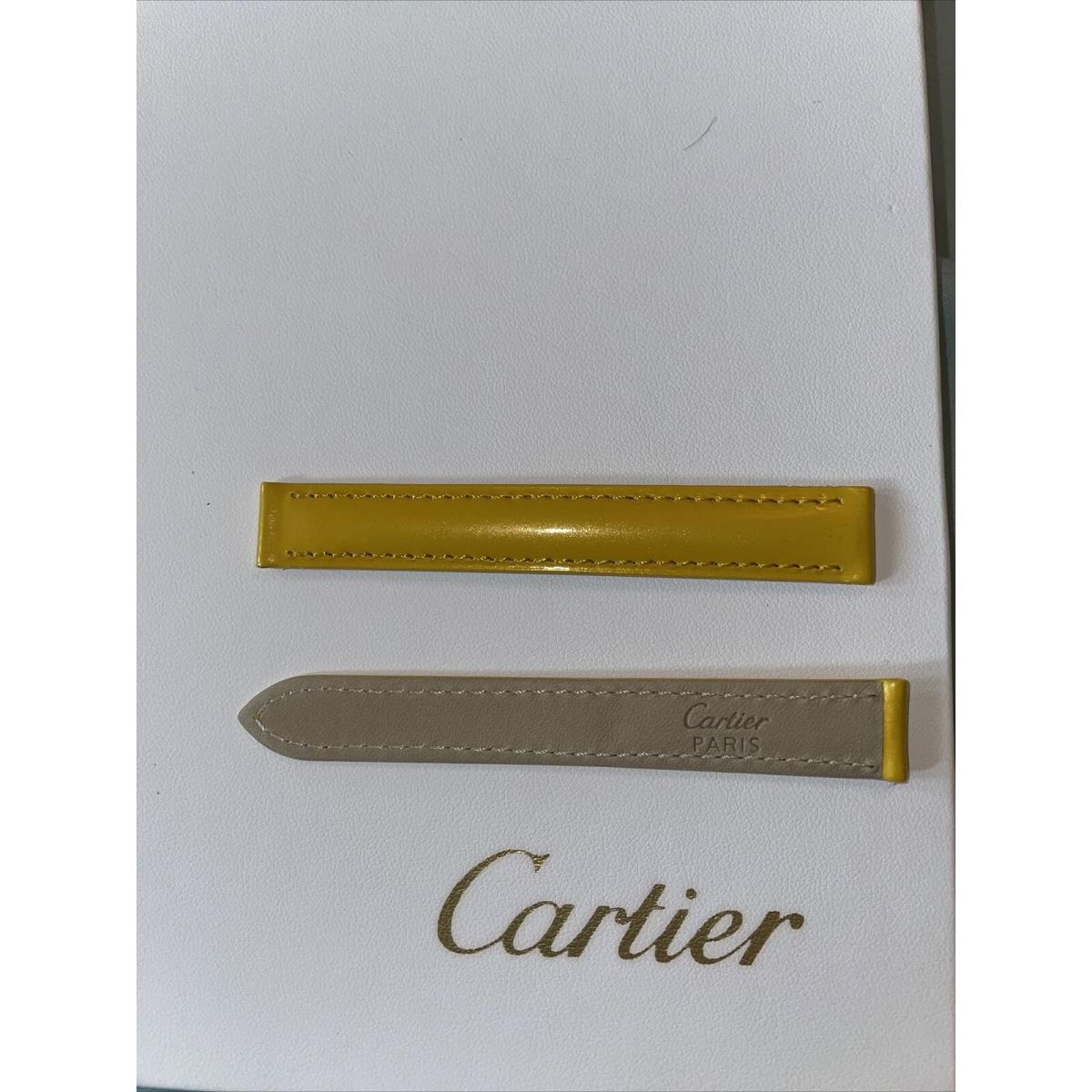 Cartier Watch Band Calf Yellow 13x12mm Deployant Tank Models Padded