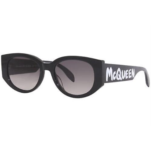 Alexander Mcqueen AM0330S 001 Sunglasses Women`s Black/grey Gradient Oval 54mm