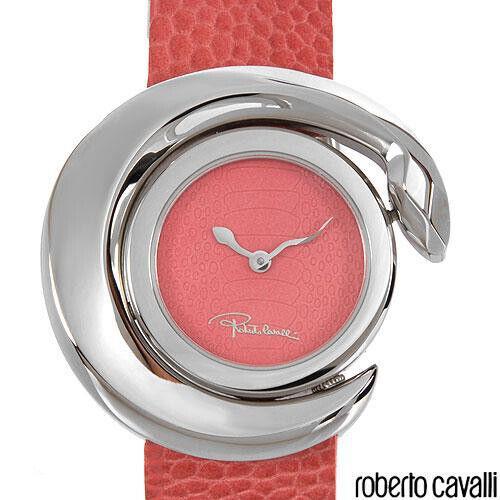 Roberto Cavalli R7251113055 Silver Tone Pink Leather Strap Womens Watch