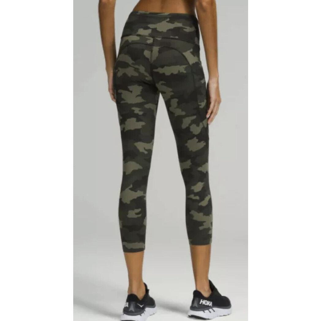 Lululemon Size 14 Fast Free HR Crop 23 Heritage Camo Green Hcmo Pant Run Yoga