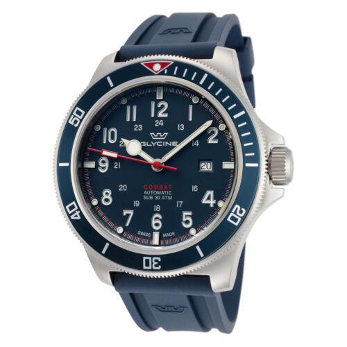 Glycine Men`s Combat Sub 46 GL0275 46mm Blue Dial Silicone Watch