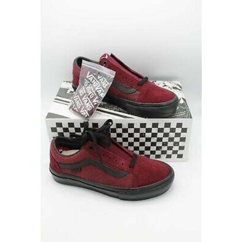 Vans Red Black Skate Old Skool Shoes Sneakers Mens Size 6.0 Women 7.5 Textur