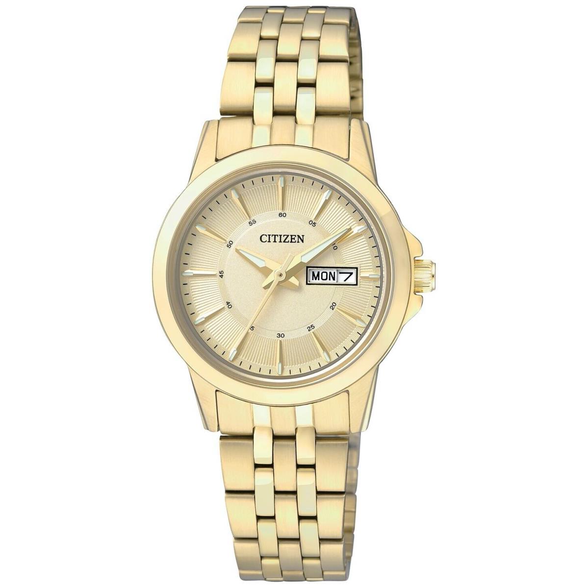 Citizen Quartz Women`s Gold Tone Stainless Steel Bracelet Watch EQ0603-59P