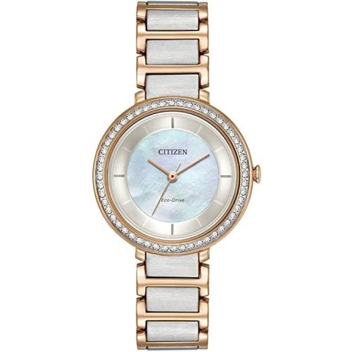 Citizen Eco-drive Silhouette Crystal White Mop Dial Ladies Watch EM0483-89D