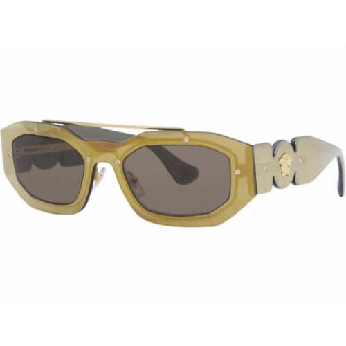 Versace 2235 1002/3 Sunglasses Men`s Transparent Brown Mirror Gold/brown 51mm