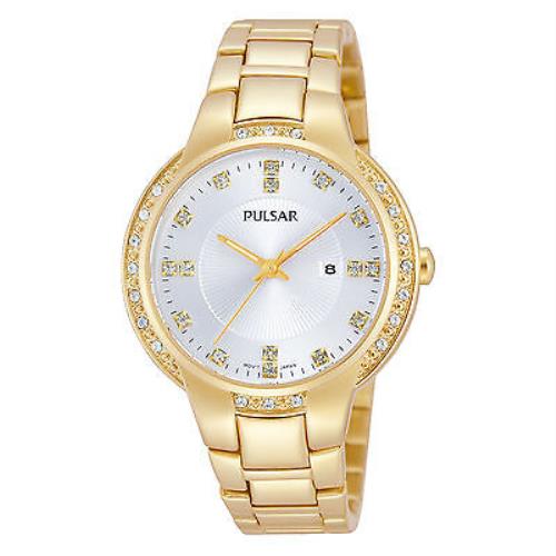 Pulsar Women`s Gold Stainless Steel Silver Dial Watch PJ2014