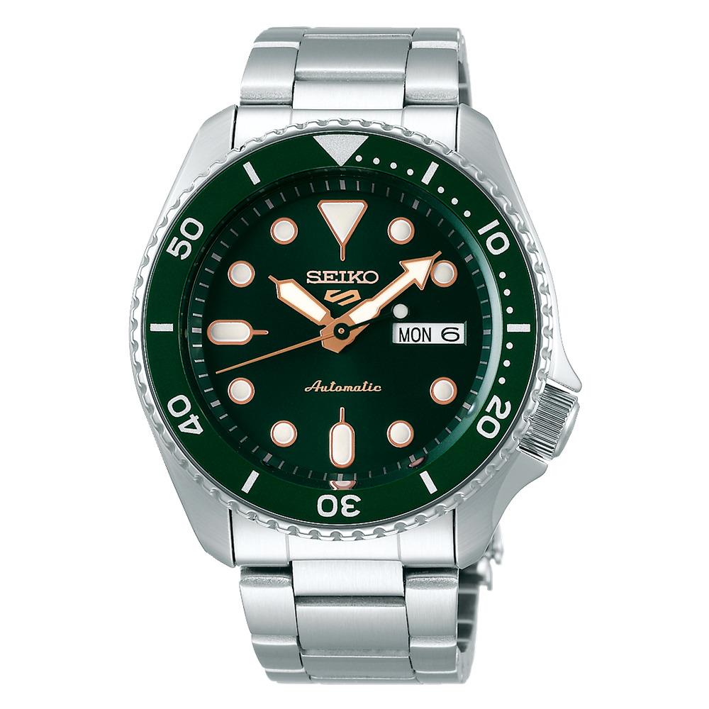 Seiko 5 SRPD63 Mens Green Dial All Metal Day/date Automatic Watch