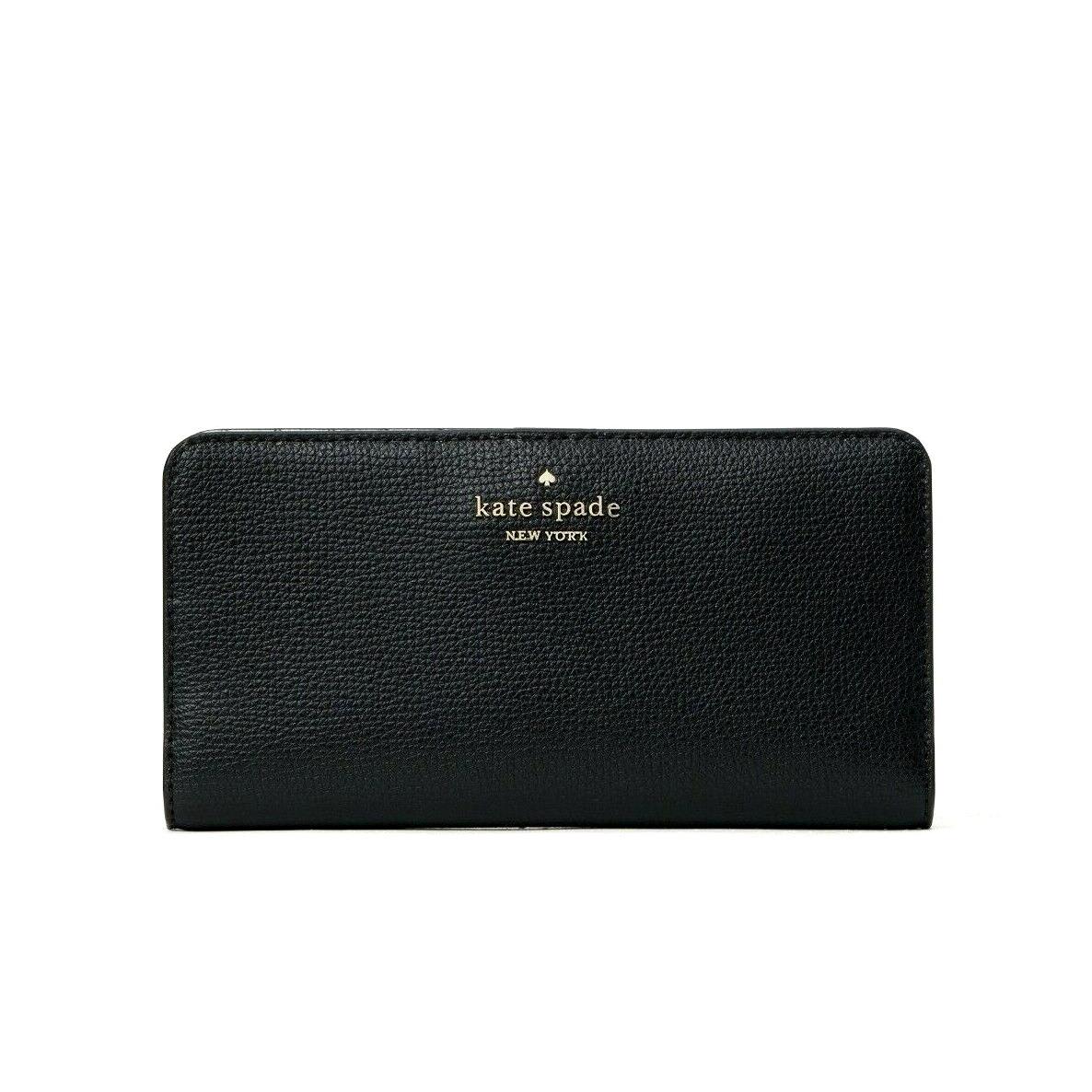 New Kate Spade Darcy Large Slim Bifold Wallet Grain Leather Black