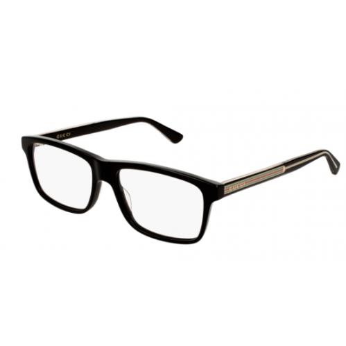 Gucci GG 0384O 001 Shiny Black Rectangular Men`s Eyeglasses