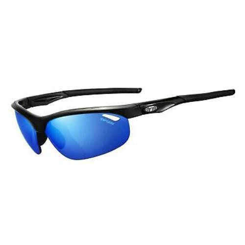 Tifosi Veloce Sunglasses Gloss Black w/ Clarion Blue/ac Red/clear Lenses - Gloss Black/Clarion Blue/Ac Red , Black Frame, Blue Lens