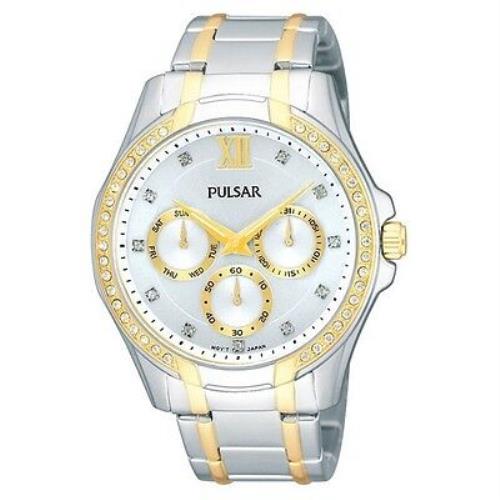 Pulsar PP6100 Women`s Watch Two-tone Chronograph with Swarovski Crystals