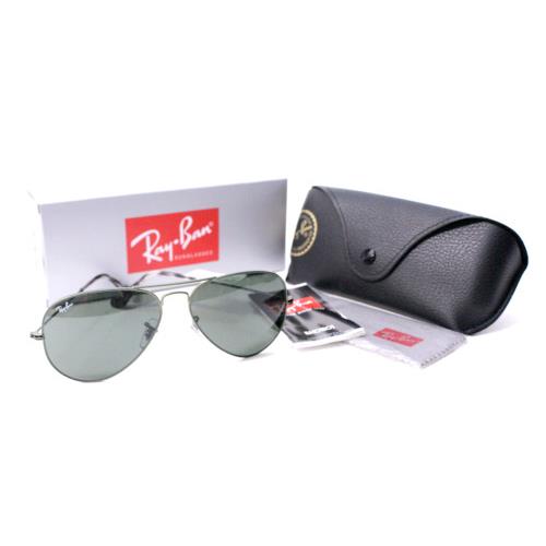 Ray-ban Aviator RB 3025 9191/31 Large Metal/green Lens Authentc Sunglasses 58-14