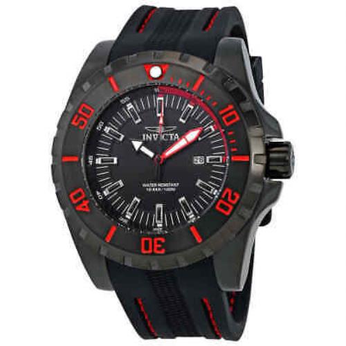 Invicta Pro Diver Black Dial Black Polyurethane Men`s Watch 23735 - Silver Dial, Red Band, Red Bezel