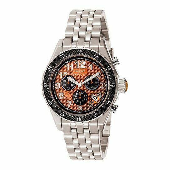 Invicta 4058 Extreme Swiss Chronograph Watch Orange Dial Steel Sapphire