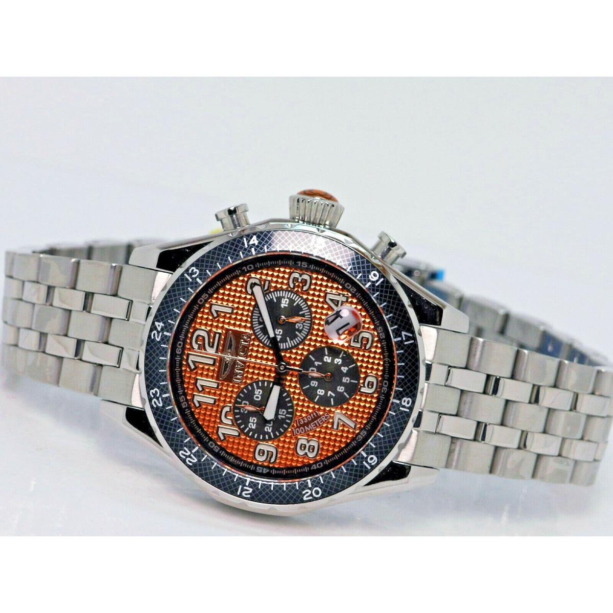 Invicta 4058 Extreme Swiss Chronograph Watch Orange Dial Steel Sapphire