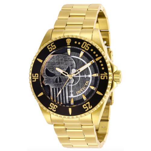 Invicta Marvel Punisher Limited Edition 29694 Men`s Gold-tone Quartz Watch 44mm