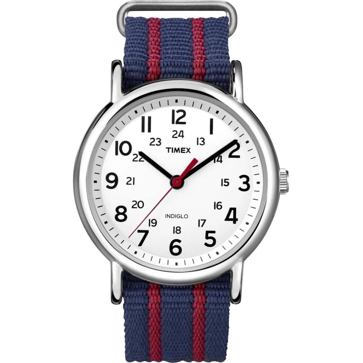Timex T2N747 Men`s Weekender Blue/red Nylon Strap Watch