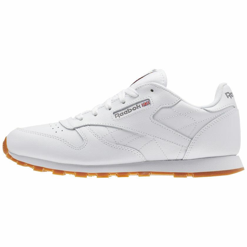 Reebok Junior Grade School Classic Leather Shoe White / Gum V69624