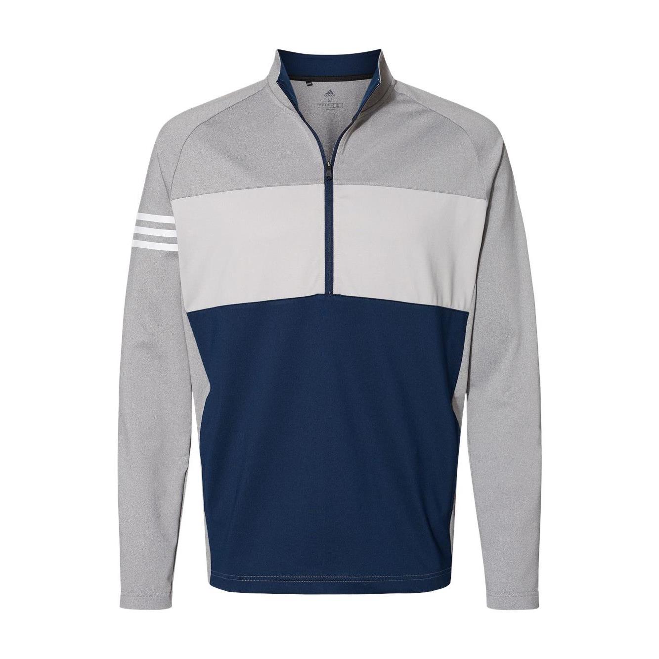Adidas - 3-Stripes Competition Quarter-zip Pullover - A492 Collegiate Navy/ Grey Three Heather/ Grey Two