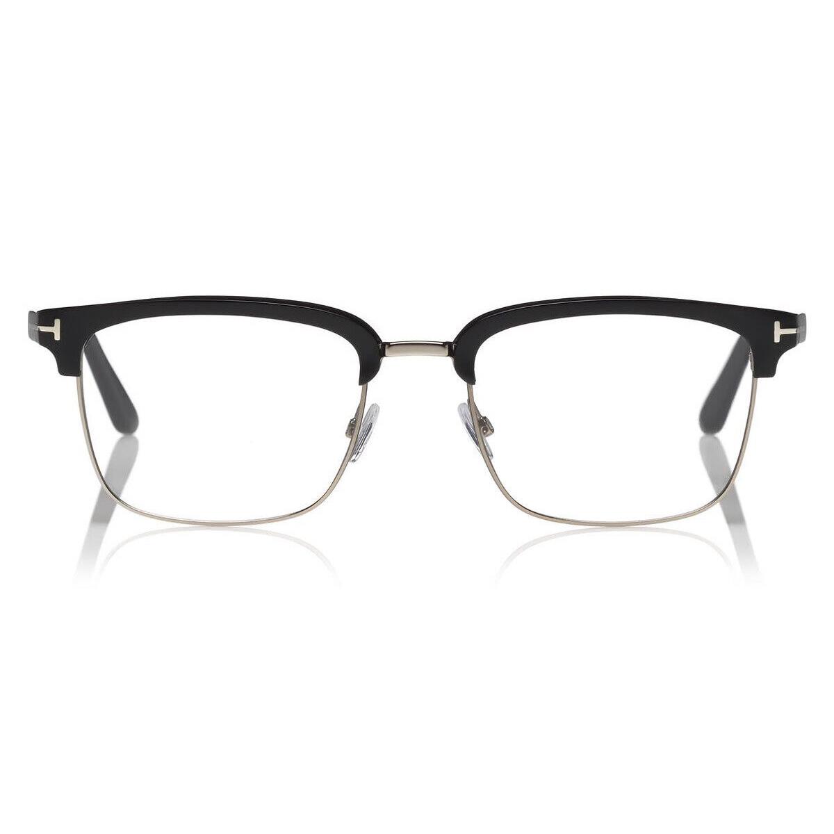 Tom Ford FT5504 Eyeglasses Shiny Black Acetate Shiny Palladium Metal 54mm