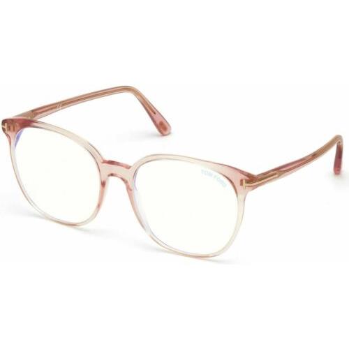 Tom Ford FT5671-F-B 072 Pink Blue Blockers Round Women`s 55 mm Eyeglasses