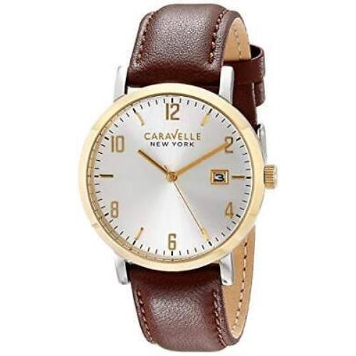 Caravelle Men`s 44B108 Analog Quartz Brown Color Date White Dial Round Watch