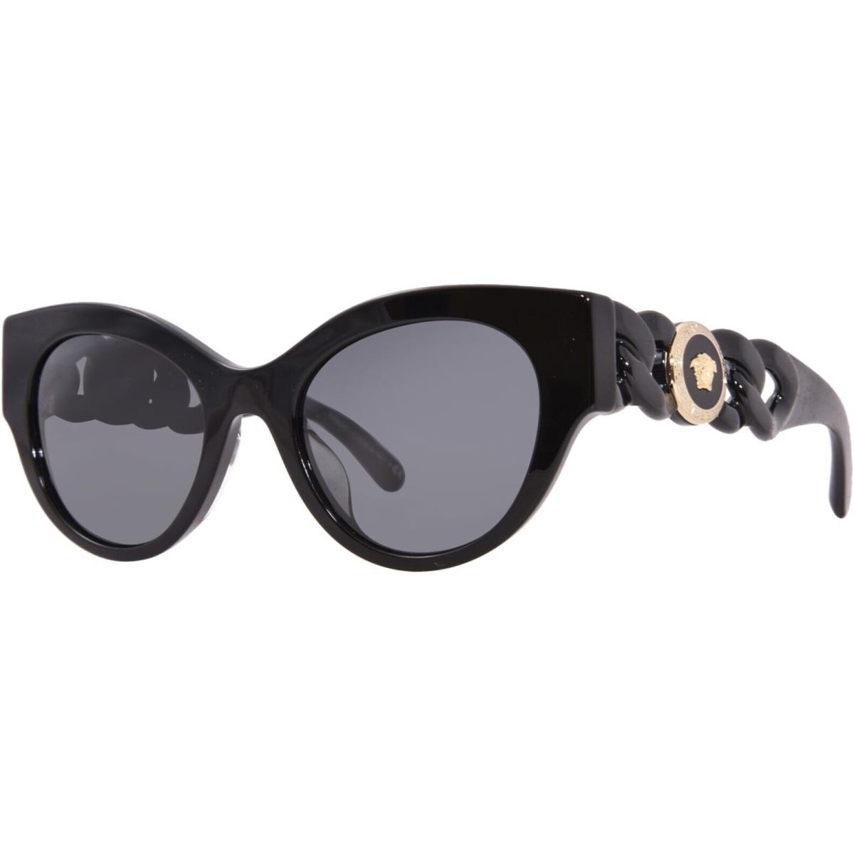 Versace VE4408 GB1/87 Sunglasses Women`s Black/dark Grey Round Shape 52mm - Frame: Black, Lens: Gray