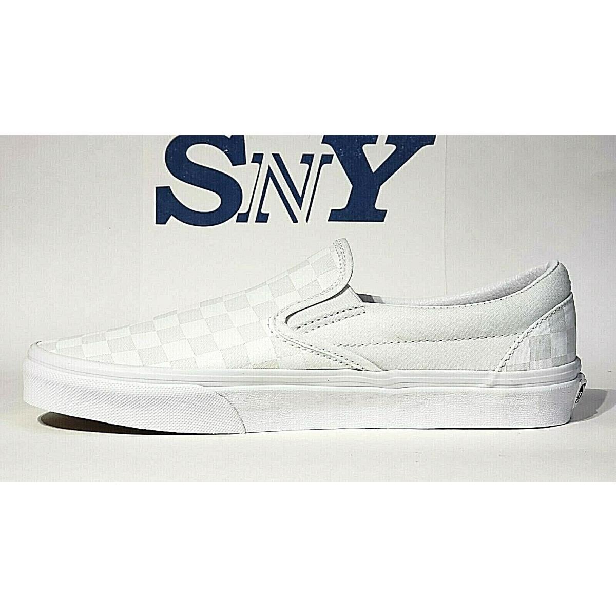 Vans Checkerboard Slip-on Low Cut Men`s Shoes Canvas Upper True White/true White