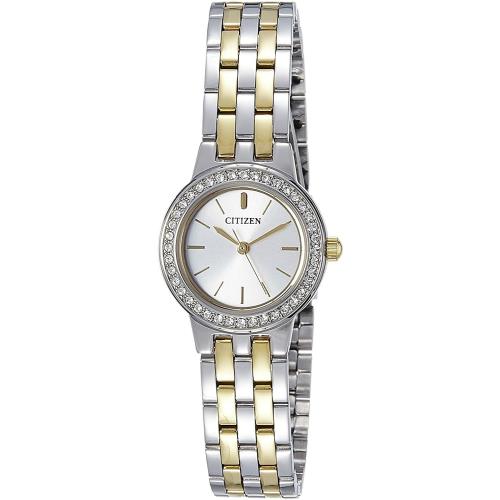 Citizen EJ6104-51A Two Tone Silver Dial Swarovski Crystals Womens Dress Watch