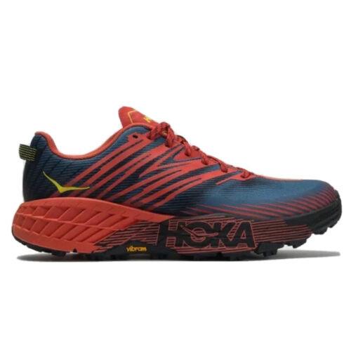 Men Hoka One One Speedgoat 4 Trail Running Shoes Navy Blue Red Yellow 1106525