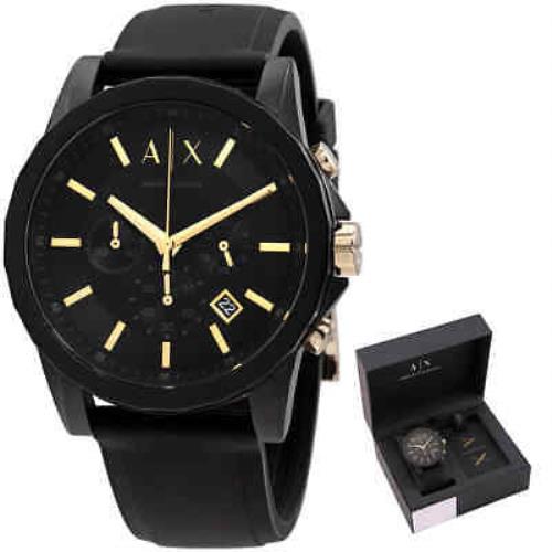 Armani Exchange Chronograph Quartz Black Dial Men`s Watch and Luggage Tag Gift