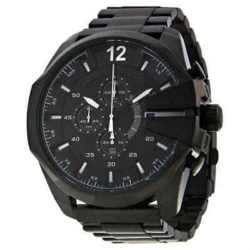 Diesel Mega Chief Chronograph Black Dial Men`s Watch DZ4283 - Dial: Black, Band: Black Ion-plated, Bezel: Black Ion-plated