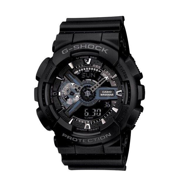 Casio G-shock GA110-1B Men`s XL 3D Stealth Black Blue Resin Ana-digi Watch