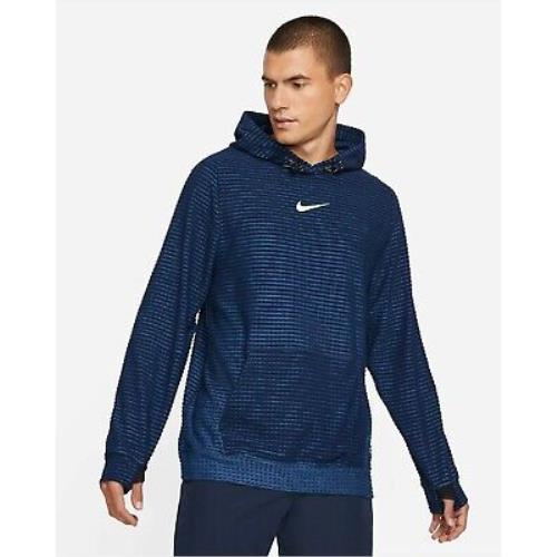 Men`s XL Nike Pro Therma-fit Adv Fleece Pullover Hoodie Shirt Blue DD1707-451