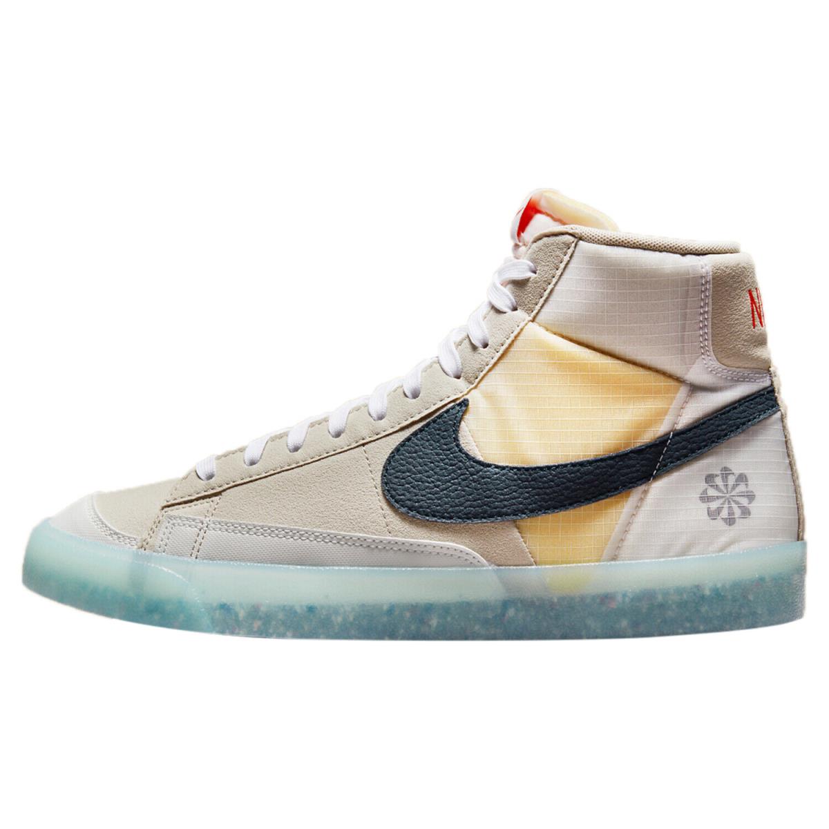 Nike Blazer Mid `77 Move To Zero Mens DH4505-200 Cream II Navy Shoes Size 10 - Cream II/Orange/Glacier Ice/Armory Navy