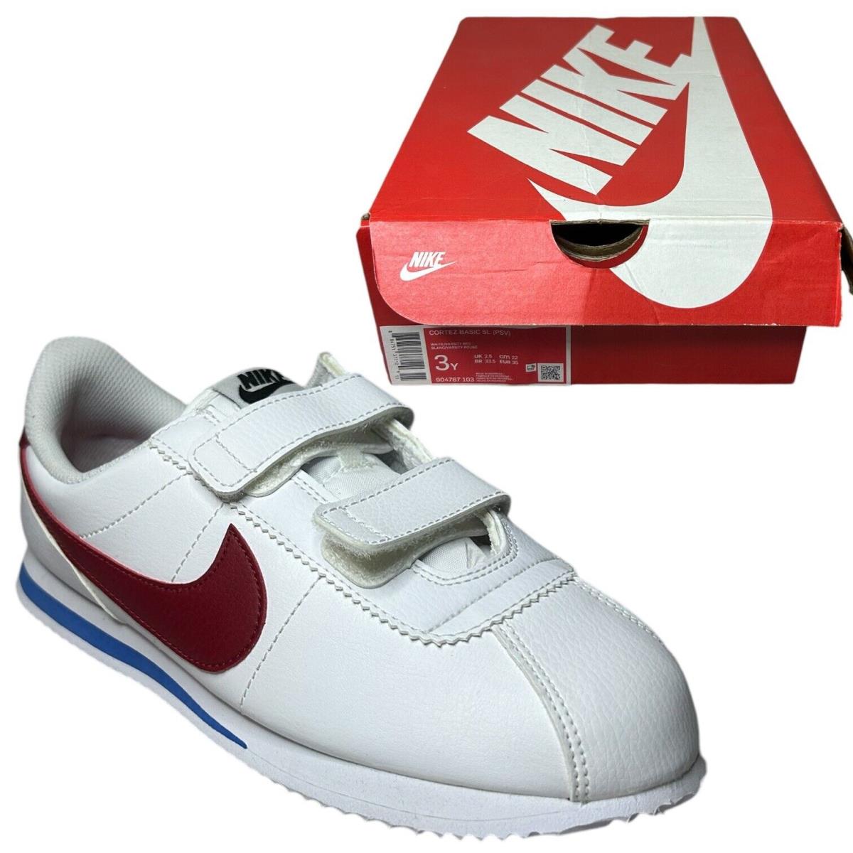 Nike Cortez Forest Gump Basic SL Psv Shoes Sneakers 904767-103 Kids Size 3Y