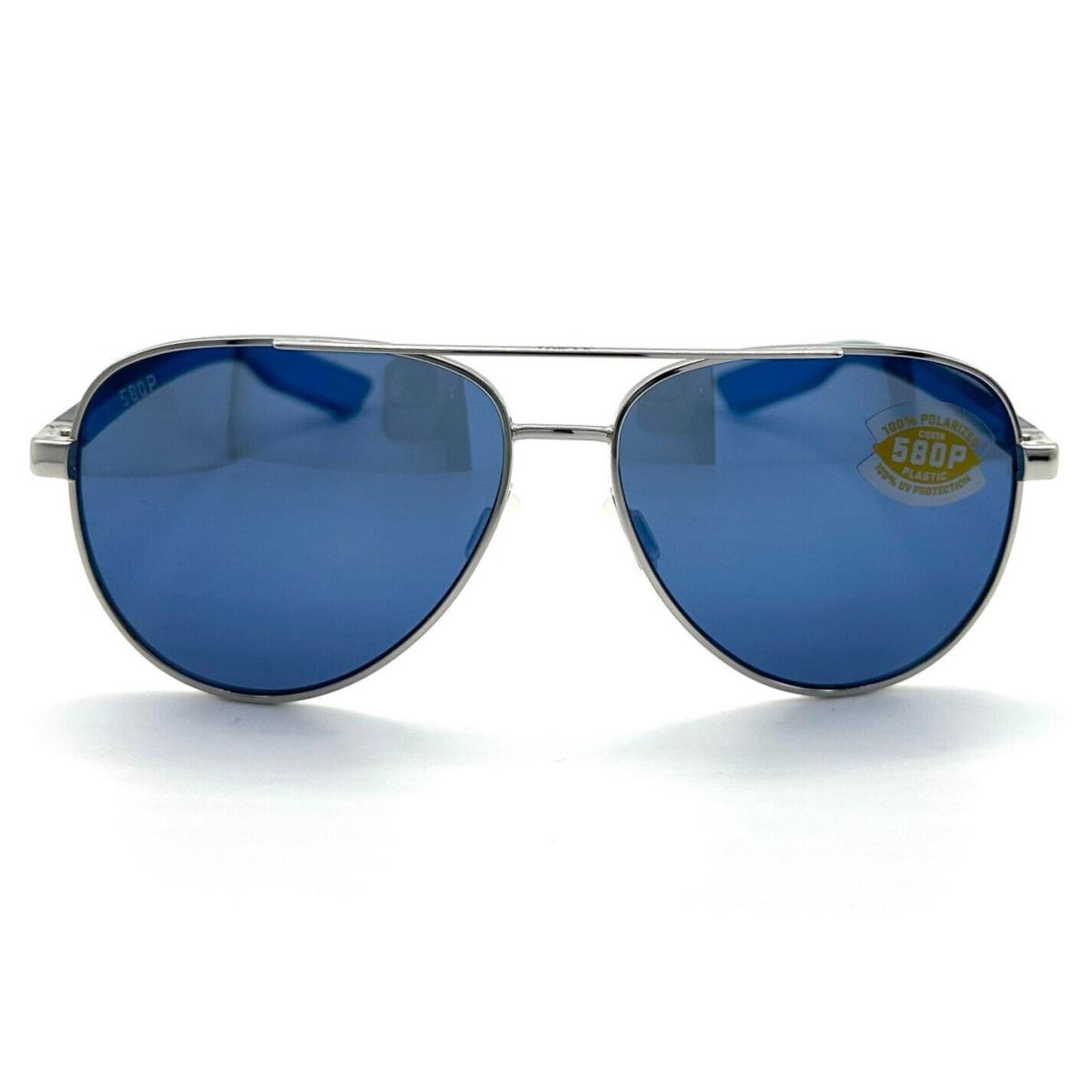 Costa Del Mar Peli Sunglasses Shiny Silver/blue Mirror 580Plastic - Frame: Shiny Silver, Lens: Blue Mirror 580Plastic
