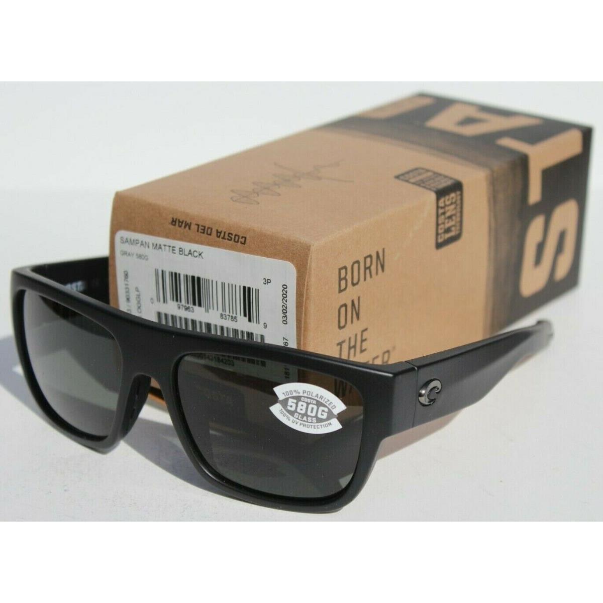 Costa Del Mar Sampan 580G Polarized Sunglasses Matte Black/gray Glass 580